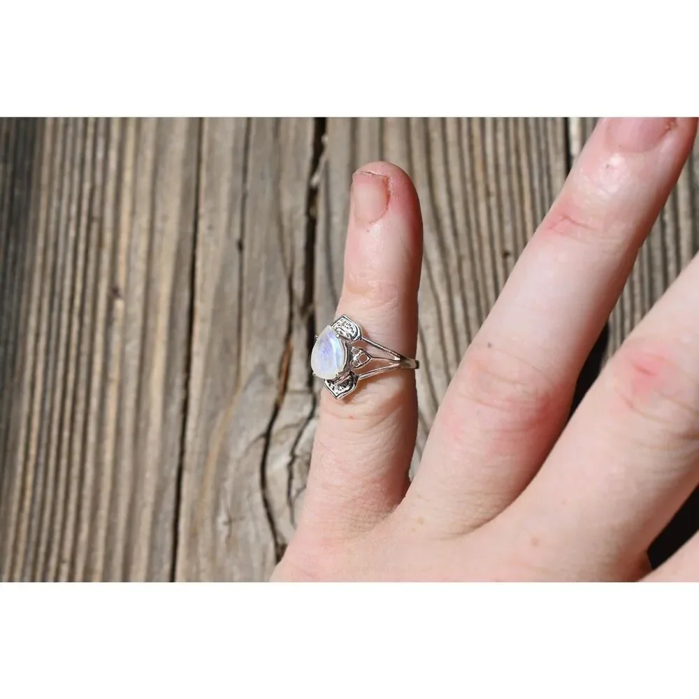 Engagement ring Moonstone sterling silver ring American made